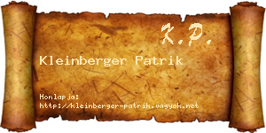 Kleinberger Patrik névjegykártya